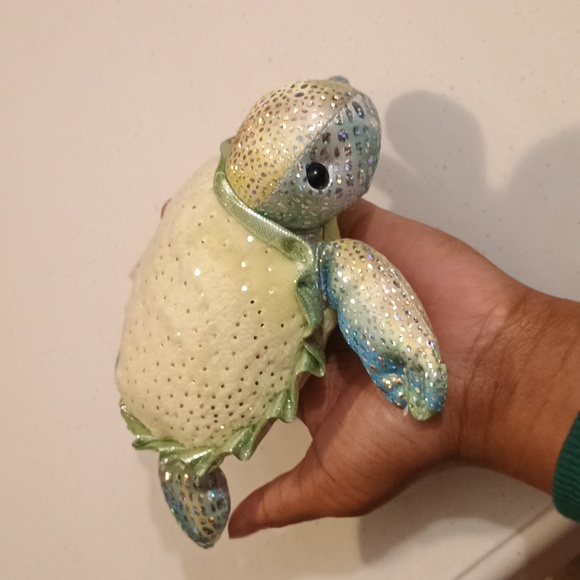 Aurora Sea Turtle Plush Sparkle Shimmer Stuffed Animal Toy Green Blue 7in - Picture 7 of 10